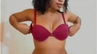 Sexy black babe teasing and masturbating porn video