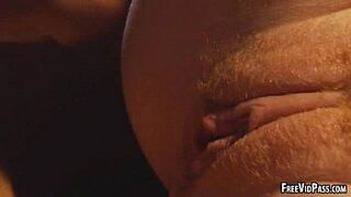 A sexy ginger babe is getting fucked hard in her pussy porn video